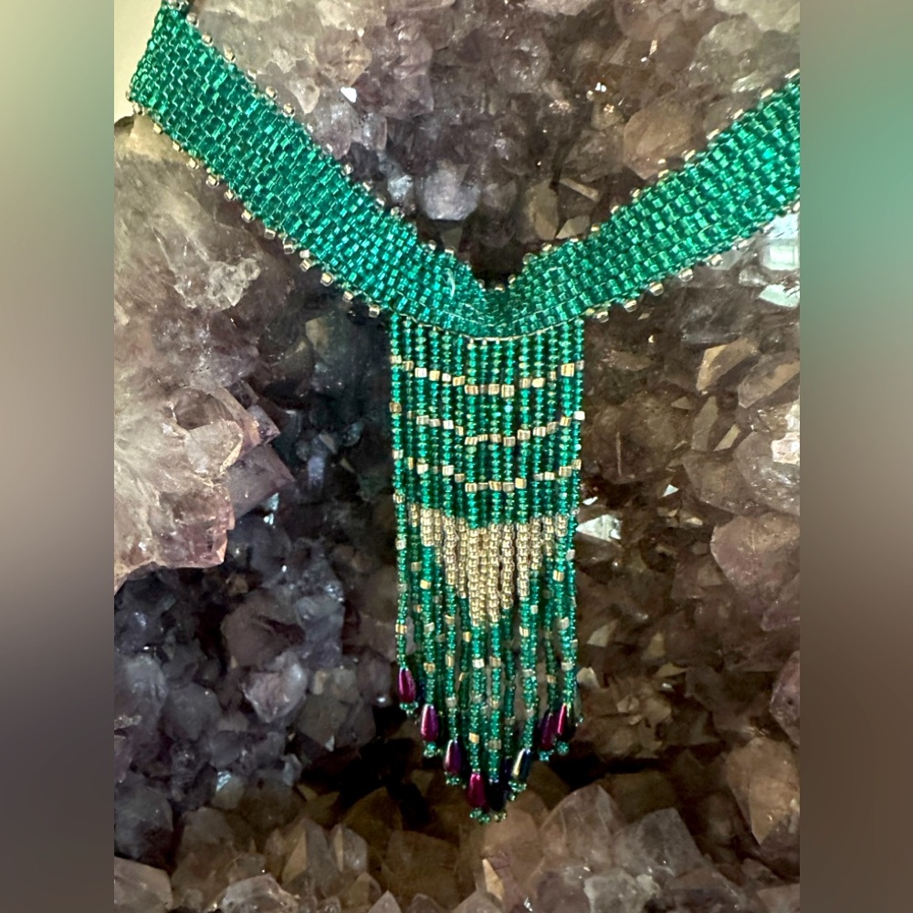 Handmade beaded choker necklace